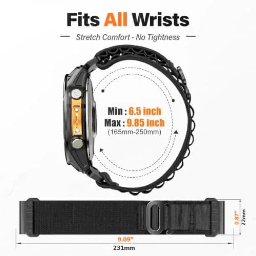 NotoCity Alpine Loop Nylon Watch Band Compatible with Garmin Fenix 8/7/6/5 Series 47mm, Quickfit 22mm Rugged Watch Bands for Epix Gen 2/Fenix 8 Pro/7 Pro/6 Pro/5 Plus/Forerunner 935/S62 (Black) thumbnail 3