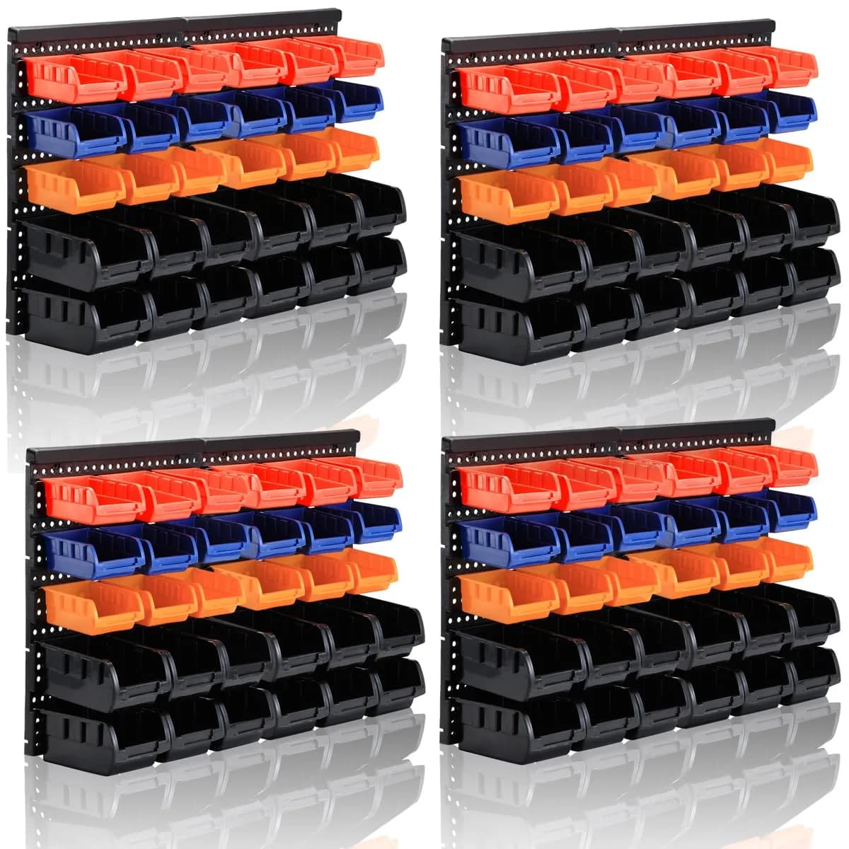 MULSAME Wall Mounted Storage Bins Parts Rack 50.4"x32.4" | Classic Garage Organizer with 4 Shelves — 50.4"*32.4"