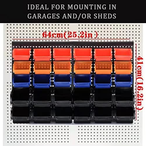 MULSAME Wall Mounted Storage Bins Parts Rack 50.4"x32.4" | Classic Garage Organizer with 4 Shelves thumbnail 2