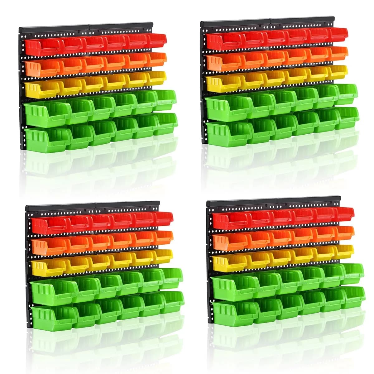 MULSAME Wall Mounted Storage Bins Parts Rack 50.4"x32.4" | Classic Garage Organizer with 4 Shelves — Multicolor