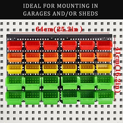 MULSAME Wall Mounted Storage Bins 4-Pack | Garage Organizer with Pegboard Bright Colors 50.4"x32.4" thumbnail 2