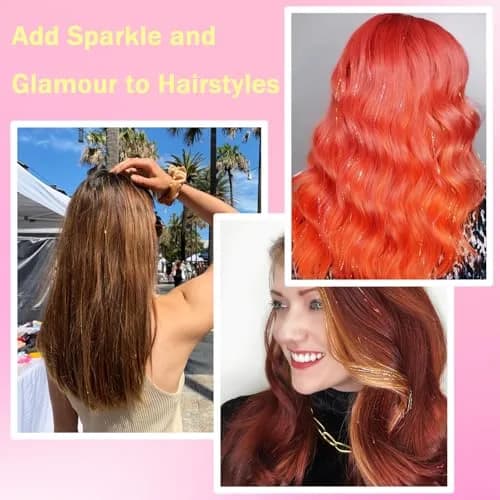 NIACONN Gold Fairy Hair Tinsel Kit Girls Glitter Hair Extension | 48 Inch Heat-Resistant Sparkle thumbnail 5