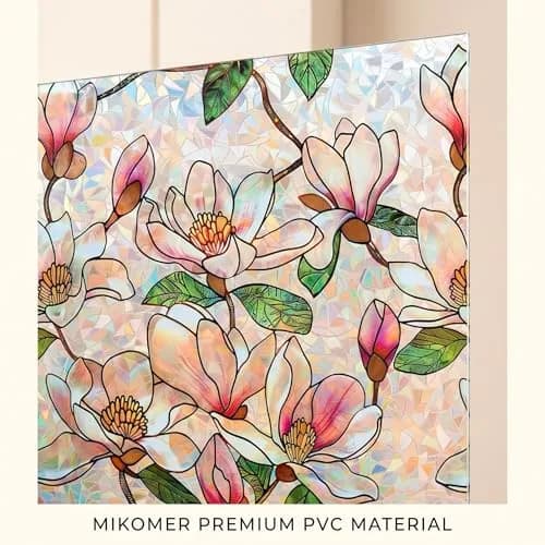 Mikomer Magnolia Rainbow Window Film Privacy Door Tint 17.5x78.7in | Stained Glass Sun Blocking Decor thumbnail 3