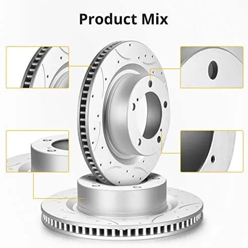 GARVEETECH Rear Brake Rotors, Disc Drilled & Slotted | Durable Cast Iron, OEM Fit for 2011-2020 Durango & Grand Cherokee thumbnail 4