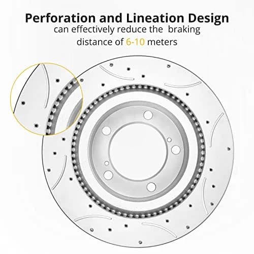 GARVEETECH Rear Brake Rotors, Disc Drilled & Slotted | Durable Cast Iron, OEM Fit for 2011-2020 Durango & Grand Cherokee thumbnail 5