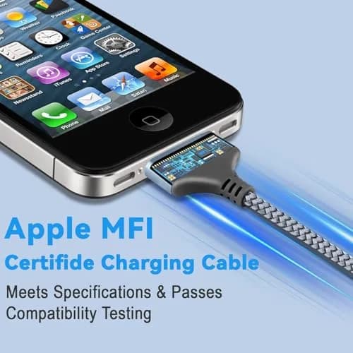 LBSC USB to 30 Pin Charging Cable | Fast Sync Data & Charging Nylon Braided Cord for iPhone 4/4s/3G/3GS thumbnail 2