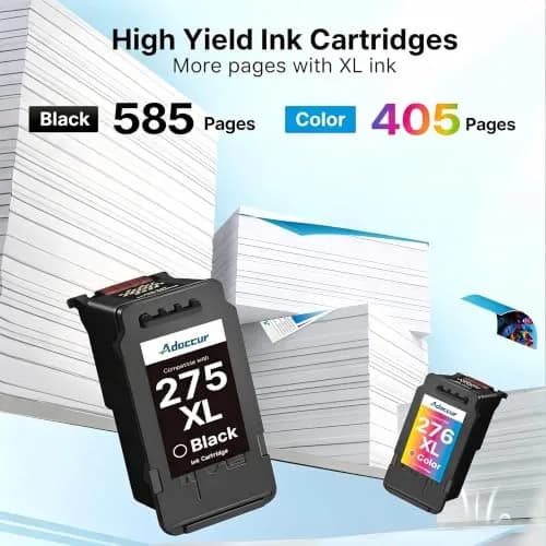 Adoccur Black Inkjet Printer Ink 275XL & 276XL | High Yield Compatible Cartridges for Canon PIXMA (2 Pack) thumbnail 3