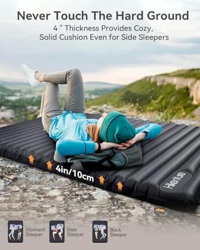Hikenture Double Sleeping Pad 4 in Thick | Portable Camping Mattress for 2 | Waterproof & Durable thumbnail 3