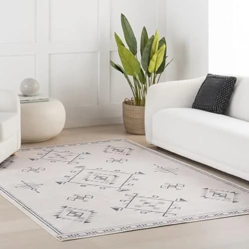 nuLOOM Shenai Medallion 4' x 6' Cream Area Rug | Machine Washable & Stain-Resistant thumbnail 1