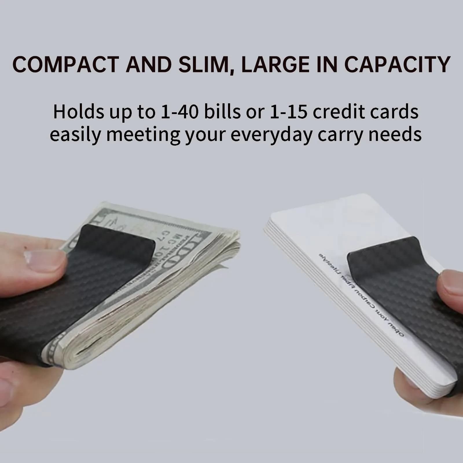 CL CARBONLIFE Carbon Fiber Wallet Money Clip for Men | Slim, Lightweight, RFID Blocking, Matte Black - view 7