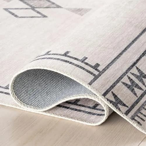 nuLOOM Shenai Cream Medallion 5' x 8' Washable Area Rug for Living Room, Bedroom, Kitchen thumbnail 7
