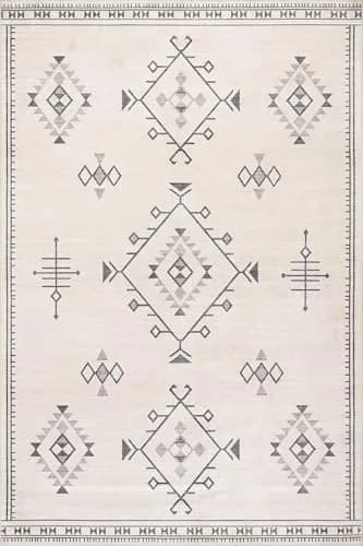 nuLOOM Shenai Cream Medallion 5' x 8' Washable Area Rug for Living Room, Bedroom, Kitchen thumbnail 2