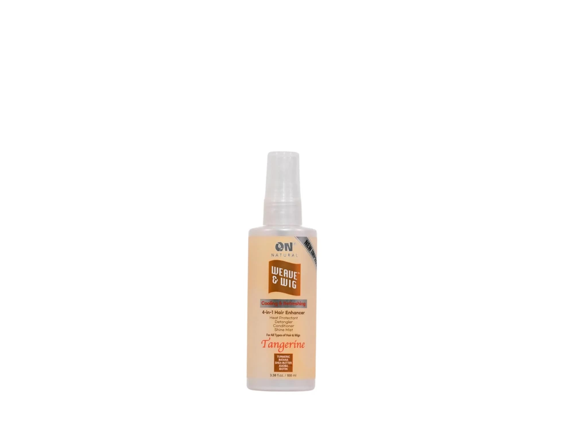 On Natural Weave & Wig 4-in-1 Hair Enhancer for All Hair Textures 3.4 Fl Oz | Hydrates, Detangles & Adds Shine — Tangerine