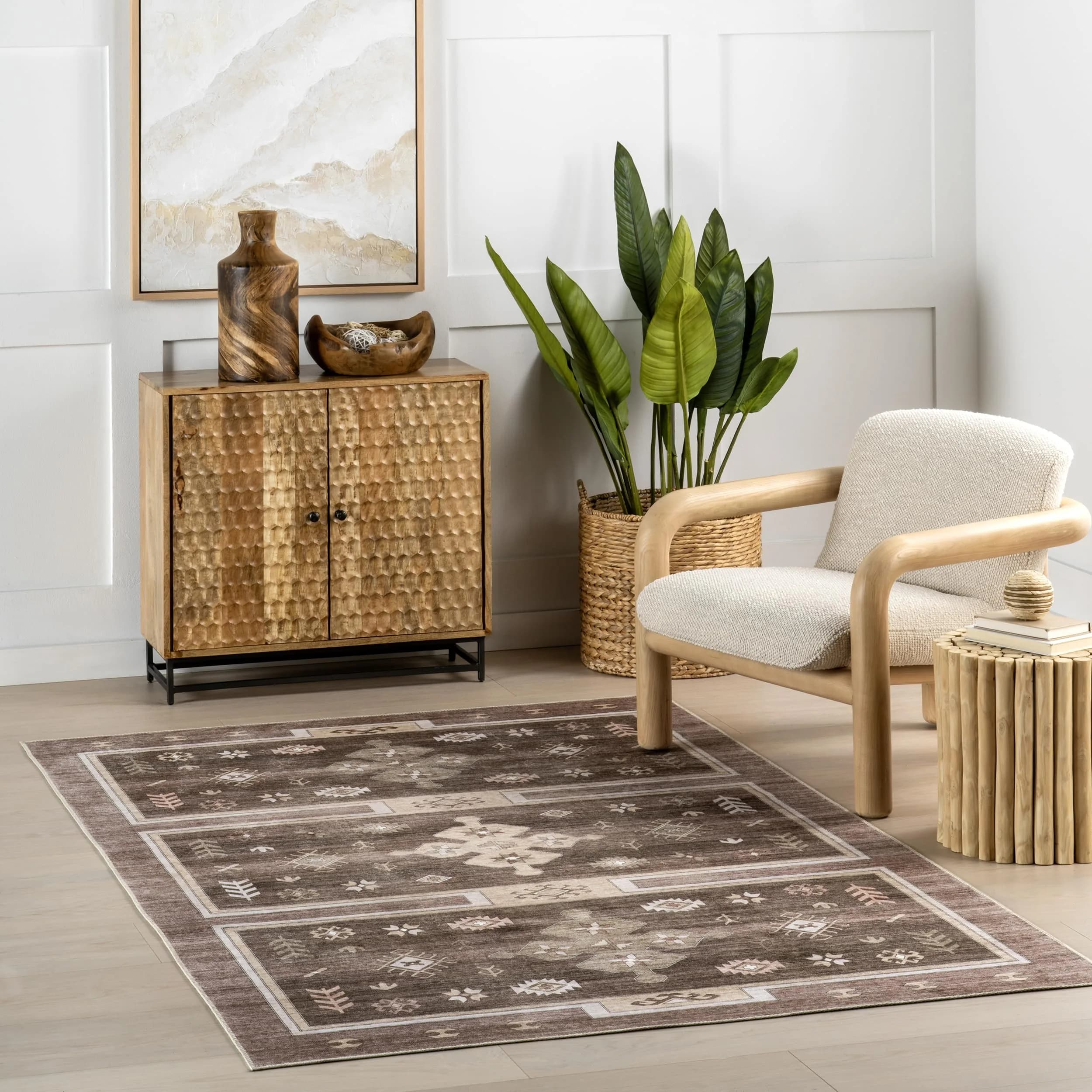 nuLOOM Donna Dark Brown Geometric Washable Area Rug 8' x 10' | Stylish & Practical (70-120 chars)