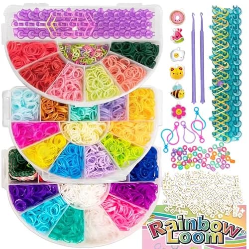 Rainbow Loom Mighty Rainbow Case - 6000 Rubber Bands & 2 Mighty Looms | Assorted Colors Art Craft Kit (9.1 oz / 0.26 kg) thumbnail 1