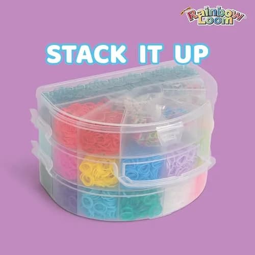 Rainbow Loom Mighty Rainbow Case - 6000 Rubber Bands & 2 Mighty Looms | Assorted Colors Art Craft Kit (9.1 oz / 0.26 kg) thumbnail 4