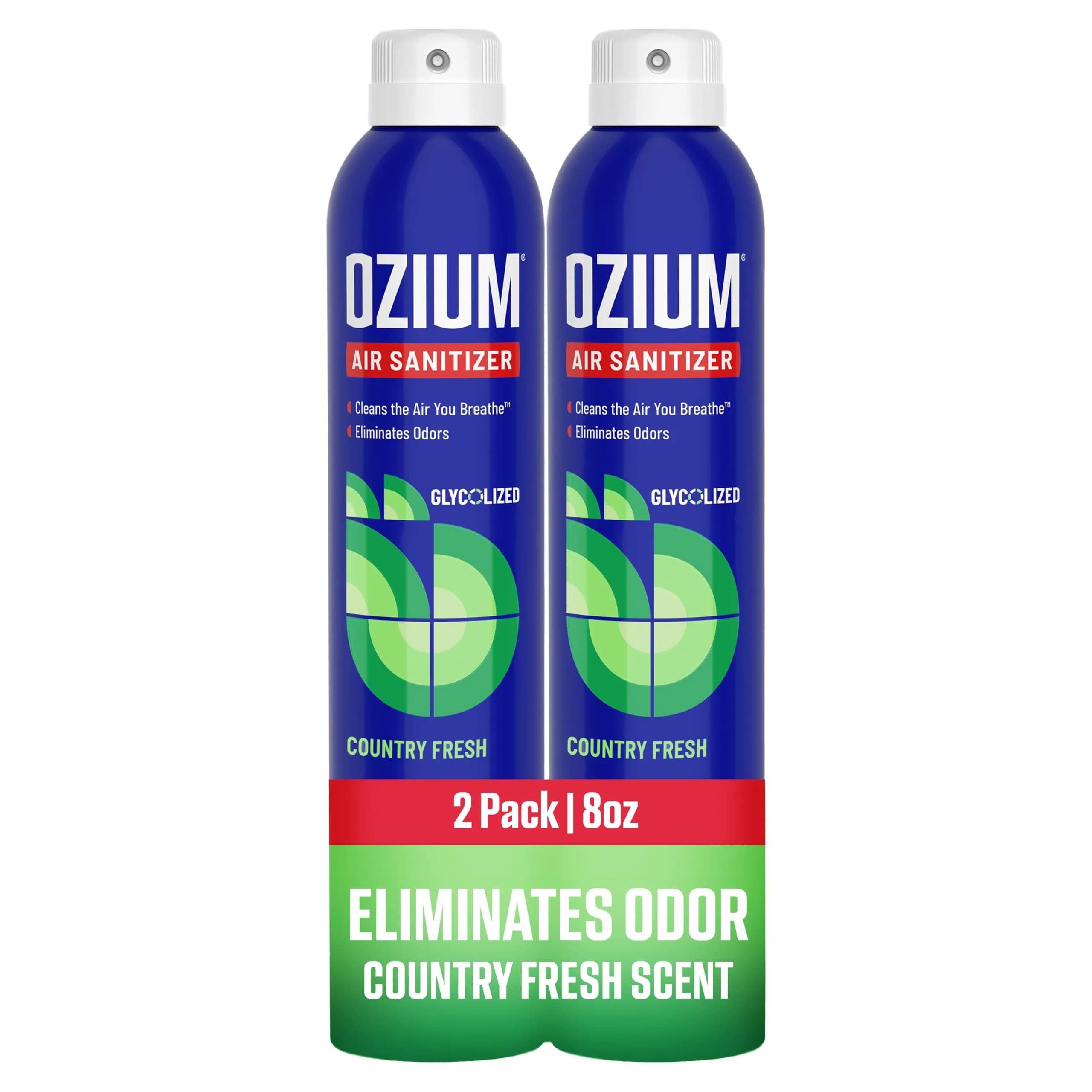 Ozium Air Sanitizer Spray, Country Fresh Scent, 8 Ounce (Pack of 2) | Eliminates Odors, Reduces Airborne Bacteria - main product image