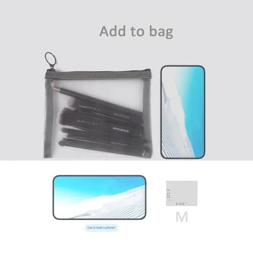 patu Zipper Mesh Bags Set of 5 (XS/S/M/L & Long Pouch) | Gray Cosmetic Travel Organizer 23.5cm x 18cm (9.25" x 7") thumbnail 8
