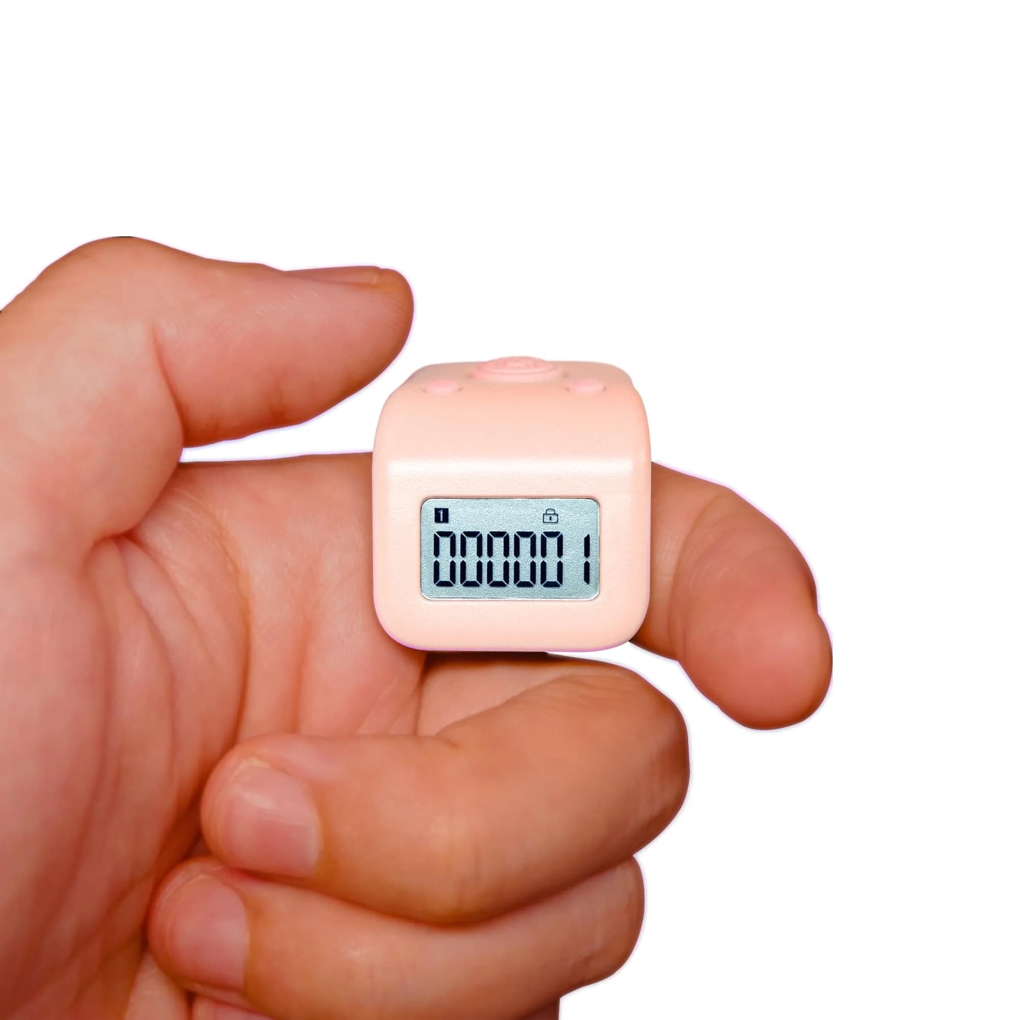 Arvakr Rechargeable Silent Finger Counter with LED | 6 Channels, 999999 Count Range, White — Pink X