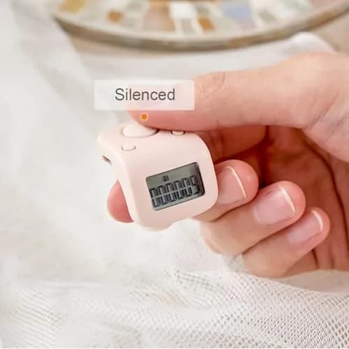 Arvakr Rechargeable Silent Finger Counter Pink | 6-Channel Digital Tally with LED for Prayer, Knitting, Sports thumbnail 3