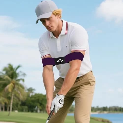 Scott Edward Pro Golf Swing Training Aid Arm Band Purple Standard Large | Corrects Swing Gesture Alignment thumbnail 3