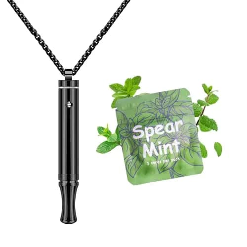 ASTOFLI Quit Smoking Breathing Necklace with Resistance Filters - Black Stainless Steel, 25.5 inches | Aids Smoking Cessation & Anxiety Relief - main product image