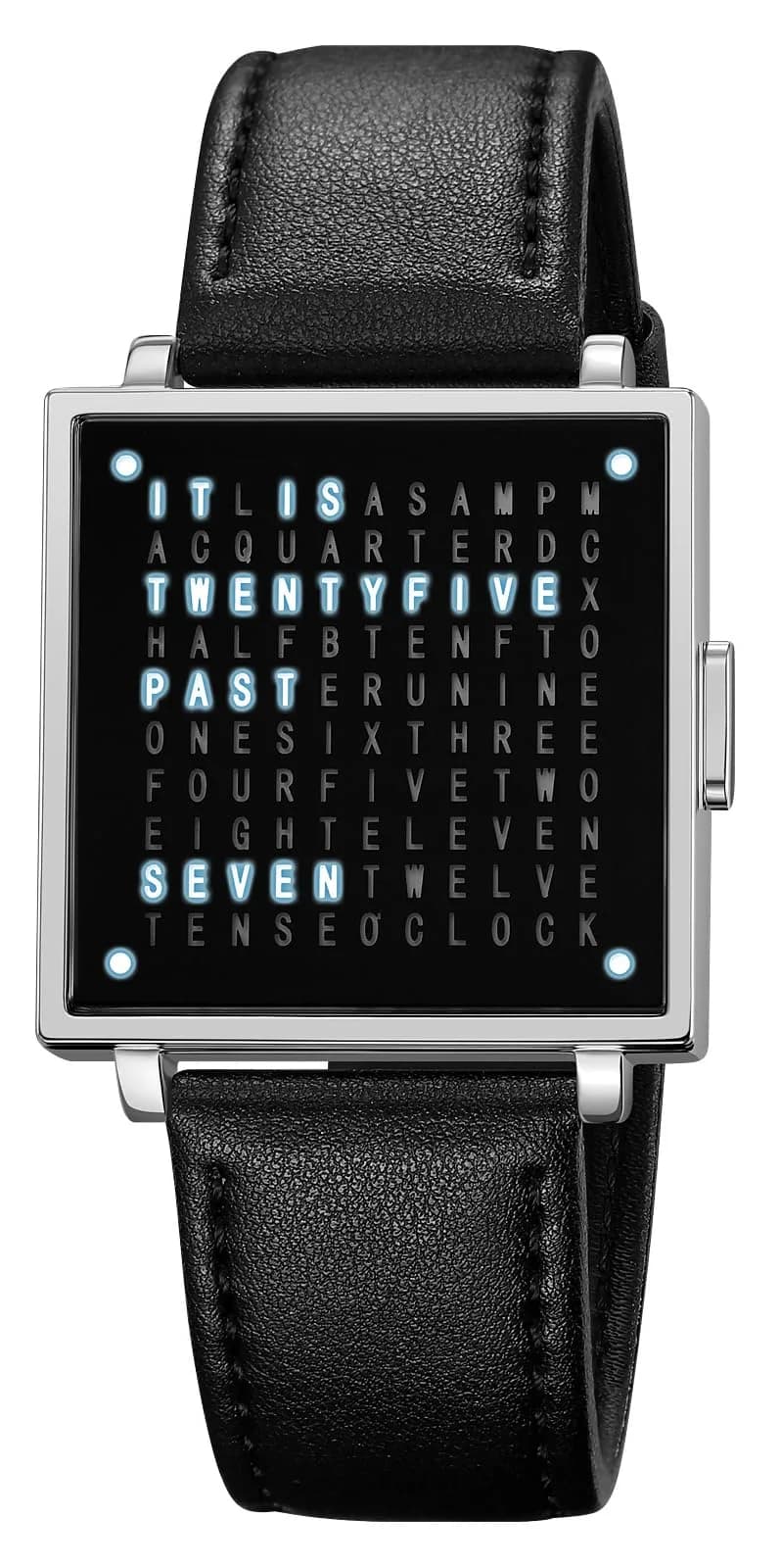 Gosasa Square Men's Luxury Watch with Leather Strap & Date Display | 36mm Case, 30M Water Resistant — A Silver Leather