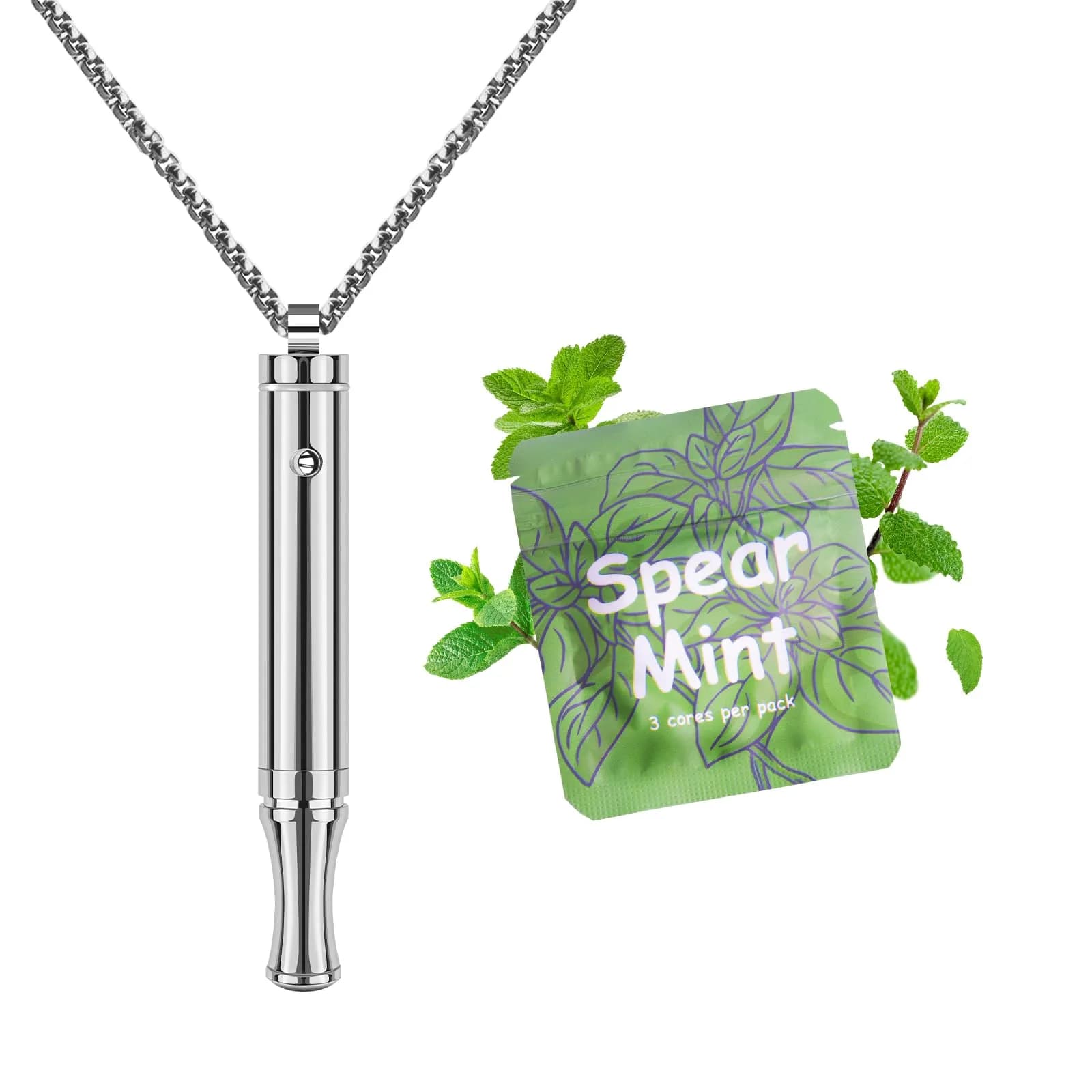 ASTOFLI Quit Smoking Breathing Necklace 2 KPA Resistance, Silver Stainless Steel | Helps Reduce Stress & Anxiety - main product image