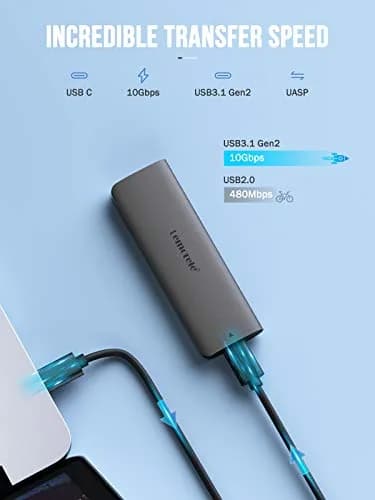 Lemorele Aluminum M.2 NVMe Enclosure, USB 3.2 Gen2 10Gbps, Tool-Free, Supports PCIe M-Key NVMe SSDs, UASP Trim, 2280/2260/2242/2230, Not SATA (70-120 chars) thumbnail 7