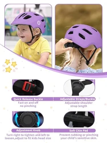 XJD Baby Toddler Helmet - Light Purple, XX-Small (44-48 cm) for Multi-Sport Cycling & Skateboarding thumbnail 4