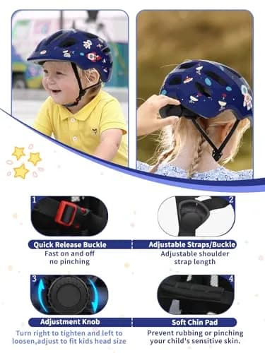 XJD Toddler Helmet Design Blue XX-Small 44-48 cm | Lightweight Multi-Sport Kids Bike Helmet with Adjustable Fit thumbnail 4