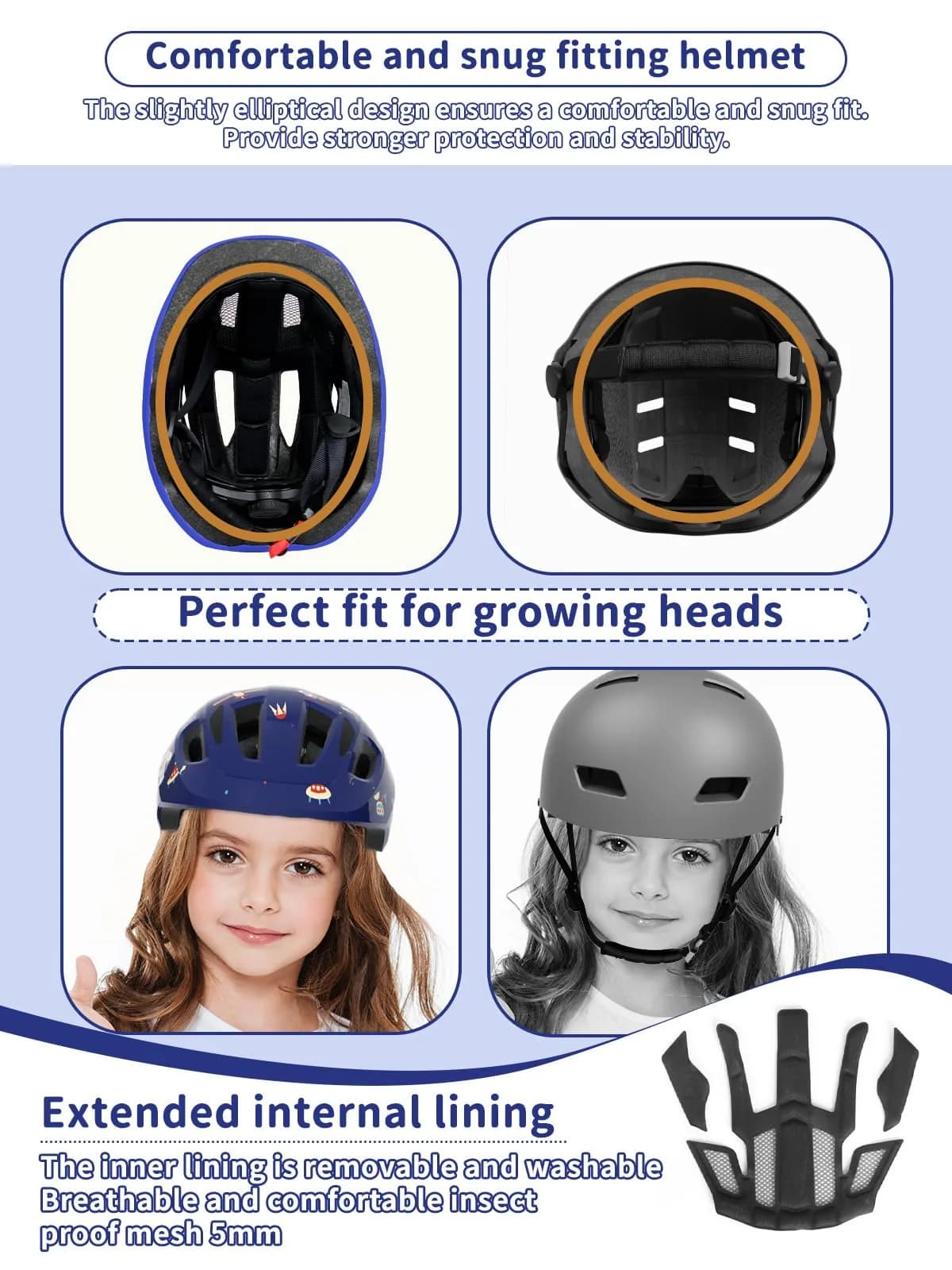 XJD Toddler Helmet Design Blue XX-Small 44-48 cm | Lightweight Multi-Sport Kids Bike Helmet with Adjustable Fit - view 5