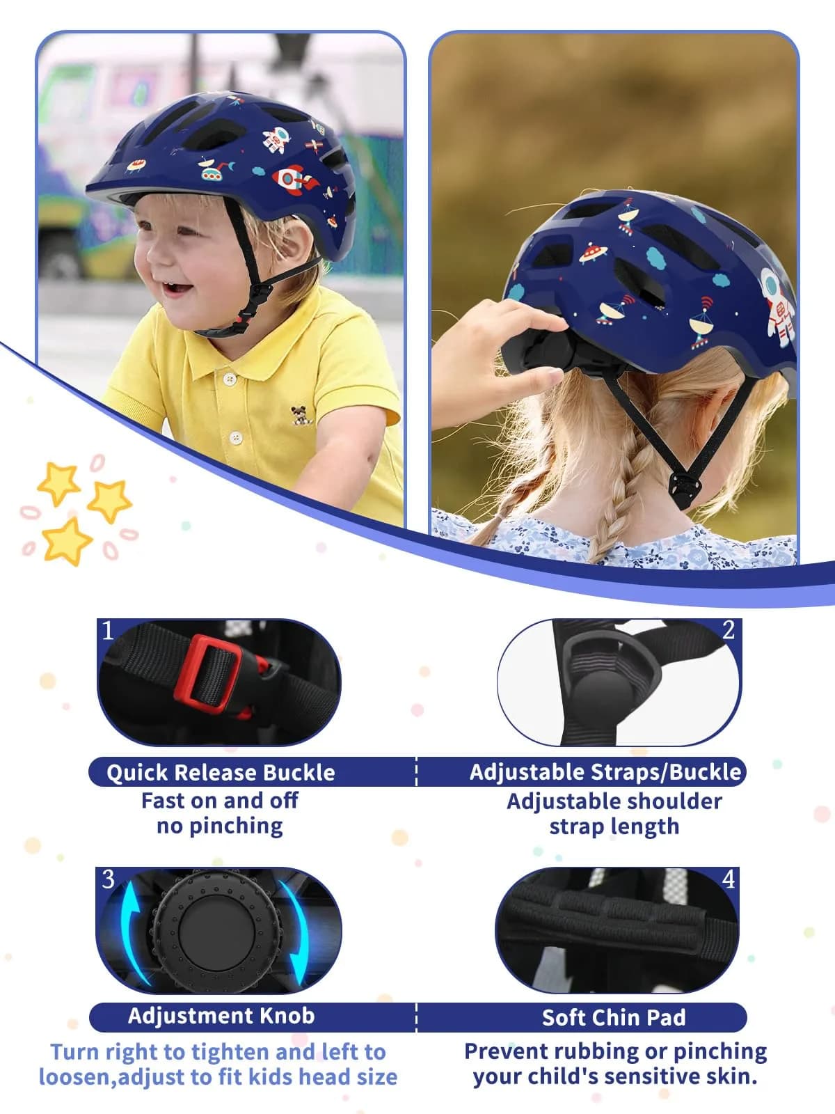 XJD Toddler Helmet - Design Blue, XX-Small (44-48 cm) for Infants & Babies - view 4