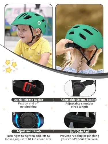 XJD Toddler Bike Helmet - Green, XX-Small (44-48 cm) for Infants and Babies thumbnail 4