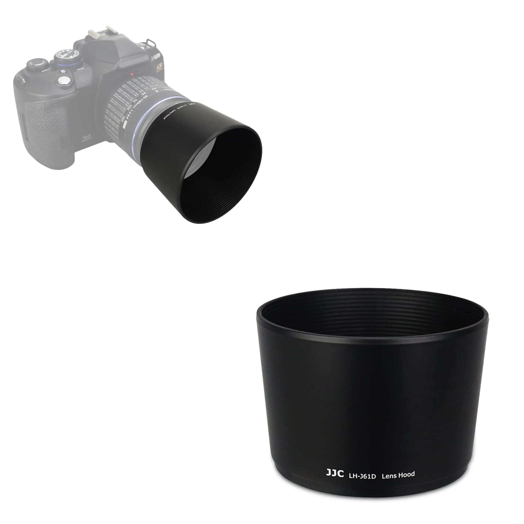 JJC Lens Hood for Olympus Zuiko ED 40-150mm, M.Zuiko ED 40-150mm & R Lens | Replaces LH-61D, Durable ABS, 58mm Filter Cap — Replaces Olympus LH-61D