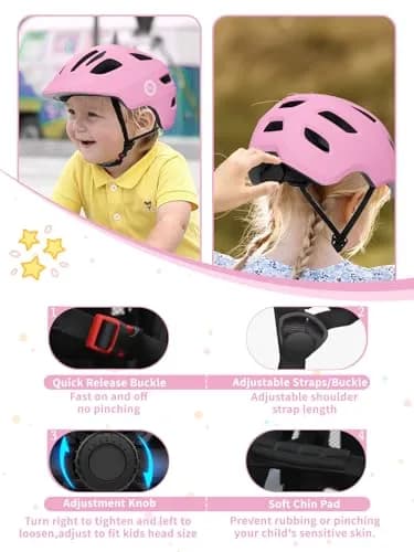 XJD Pink XX-Small Toddler Helmet (44-48 cm) - Lightweight Multi-Sport Bike & Skateboard Helmet for Infants & Babies thumbnail 4