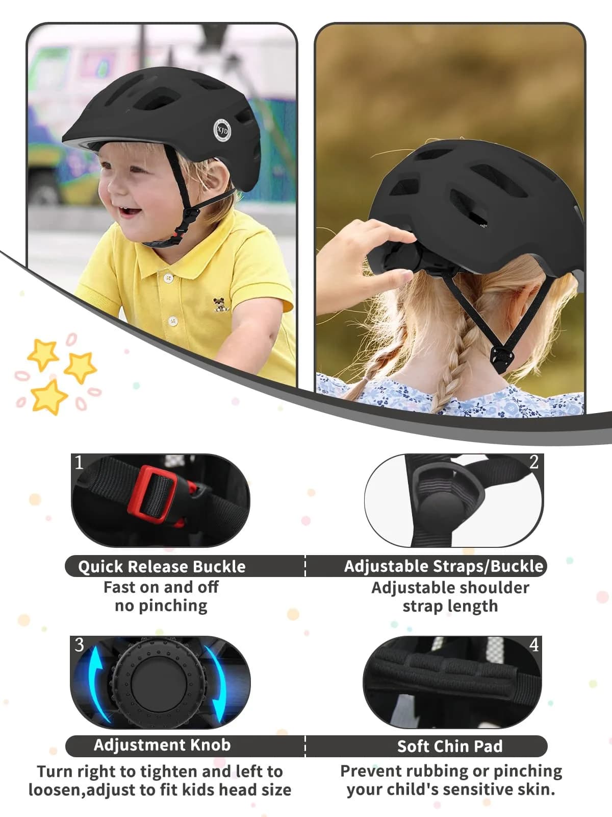 XJD Black XX-Small Toddler & Baby Multi-Sport Helmet (44-48 cm) - view 4