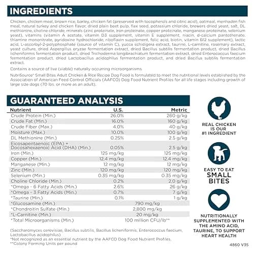 NutriSource Adult Chicken & Rice Small Bites Dog Food 4lb | Supports Gut & Coat Health thumbnail 7