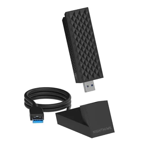 NETGEAR Nighthawk WiFi 7 USB 3.0 Adapter (A9000) – BE6500 Tri-Band Wireless Gigabit Speed (Up to 6.5 Gbps) – 6 GHz Band – Works with Any Router or Mesh System – for Windows 11 PC | WiFi 7 Adapter with Tri-Band Speed thumbnail 1