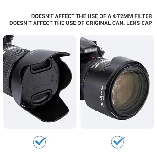 JJC HB-35 Lens Hood Reversible Lens Shade Cover for Nikon NIKKOR AF-S DX 18-200mm f/3.5-5.6G ED VR II | Protects & Reduces Stray Light thumbnail 6