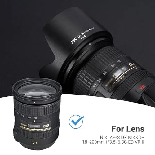 JJC HB-35 Lens Hood Reversible Lens Shade Cover for Nikon NIKKOR AF-S DX 18-200mm f/3.5-5.6G ED VR II | Protects & Reduces Stray Light thumbnail 2