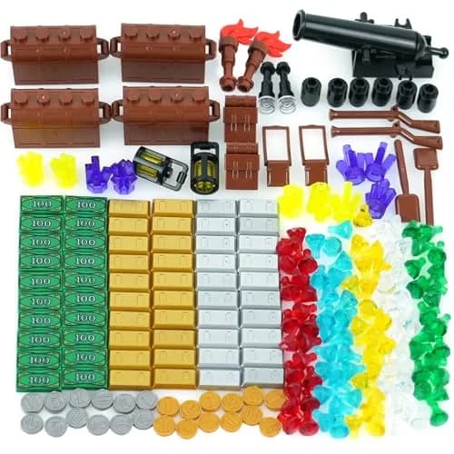 BroTex Pirates Treasure Chest Building Blocks 215 Pieces | STEM Learning Toy for Kids Ages 6+ thumbnail 1