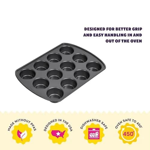 Wilton Muffin Pan 12-Cup Non-Stick Baking Pan for Muffins & Cupcakes | Even Heat & PFAS-Free (70-120c) thumbnail 2