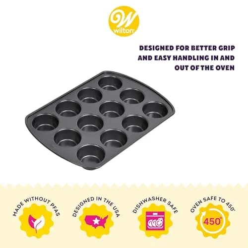 Wilton Muffin Pan 12-Cup Non-Stick Baking Pan for Muffins & Cupcakes | Even Heat & PFAS-Free (70-120c) thumbnail 3