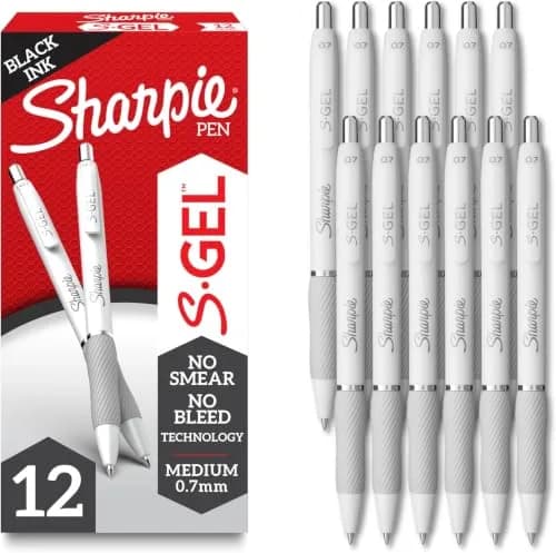 SHARPIE S-Gel Gel Pens, Pearl White Body, Black Ink, Medium Point (0.7mm), Pack of 144 | Smooth Ink Flow for Students & Office thumbnail 1
