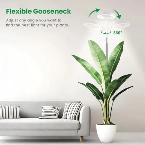 Garpsen Full Spectrum LED Grow Light with Gooseneck, 2-Pack, 65cm (25.6") Height | For Large Indoor Plants thumbnail 4
