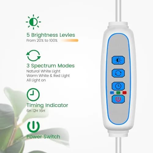 Garpsen Full Spectrum LED Grow Light with Gooseneck, 2-Pack, 65cm (25.6") Height | For Large Indoor Plants thumbnail 6