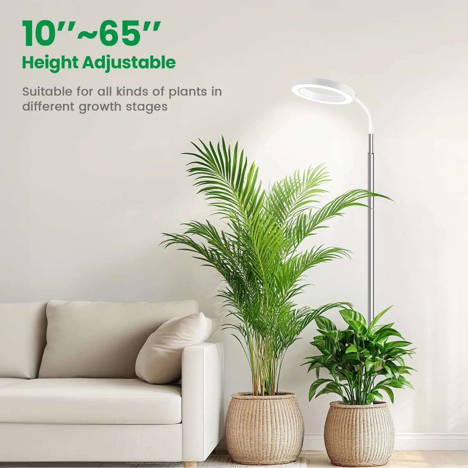 Garpsen Full Spectrum LED Grow Light with Gooseneck, 2-Pack, 65cm (25.6") Height | For Large Indoor Plants - view 2