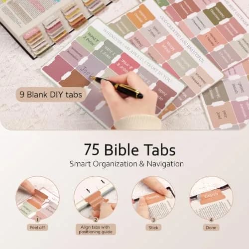 BellaHold Adjustable Bible Cover with 75 Bible Tabs - Black XS | Waterproof Quilted Fabric Case thumbnail 4