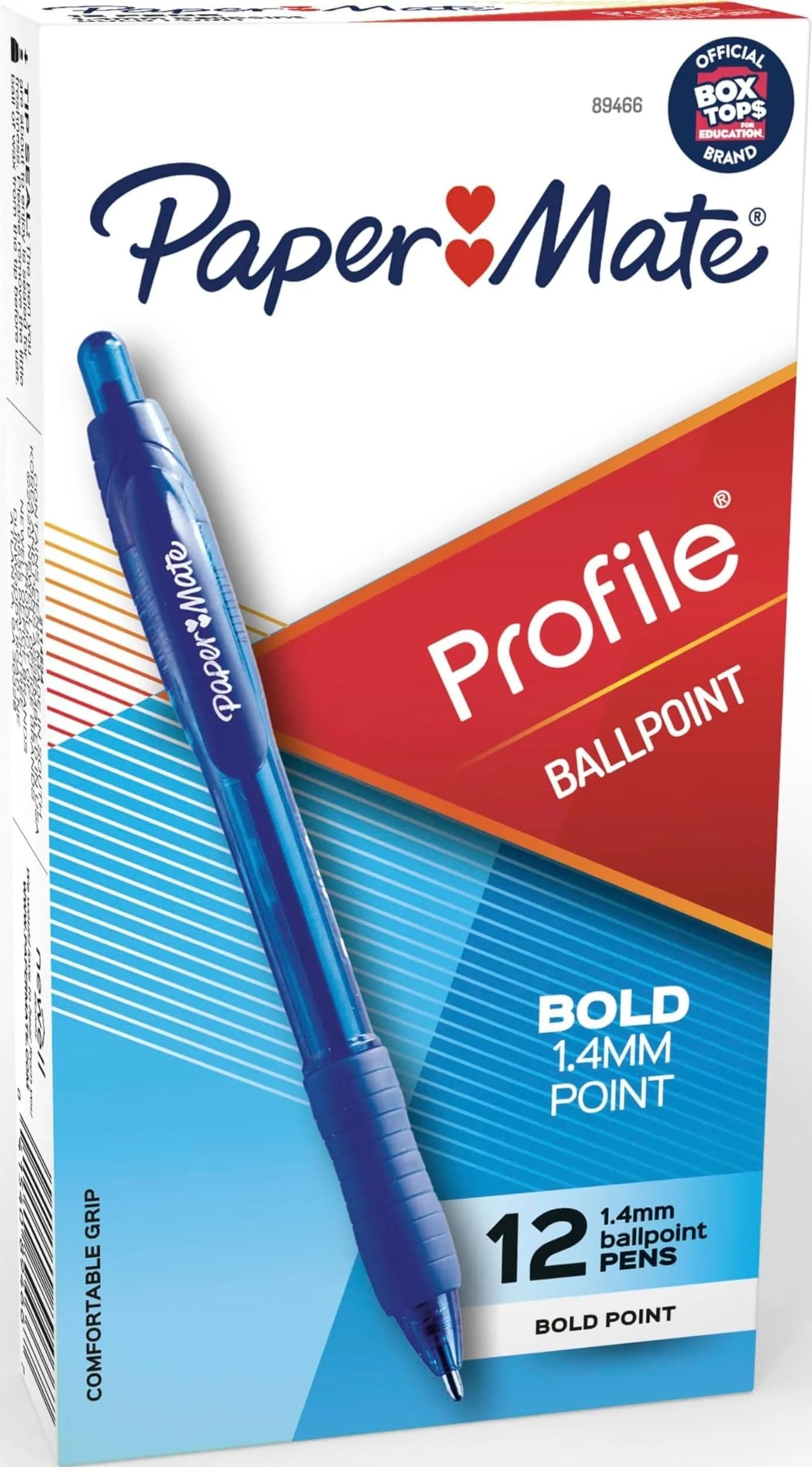 Paper Mate Profile Retractable Ballpoint Pens, Bold 1.4mm, Blue, 12 Count (144 Pens Total) | Smooth Ink Flow Writing Instrument - main product image